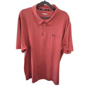 HOOEY COWBOY GOLF Sz XXL Burnt Orange Button Casual Golfing Logo Polo S/S Shirt
